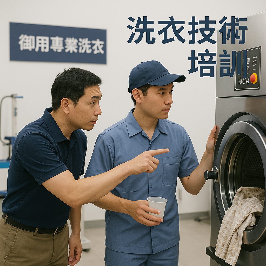 御用專業洗衣高雄加盟技術培訓現場，學員學習乾洗操作